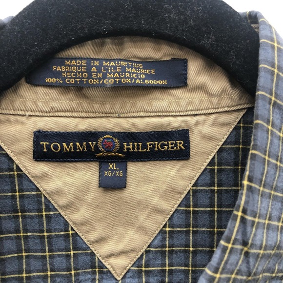 Tommy Hilfiger Shirt Mens XL Blue Yellow Plaid Button Down Crest Pocket Classic - Picture 3 of 7